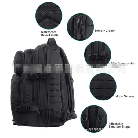 Mochila Tactica 25l preto laser cut