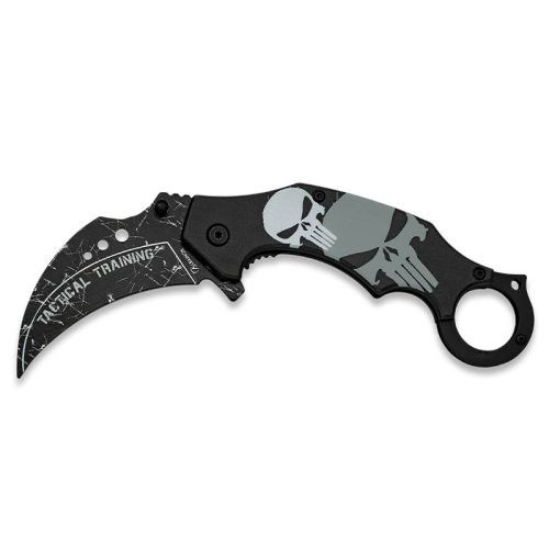 faca de treinamento de caveira karambit de aço inoxidável 7,5 cm
