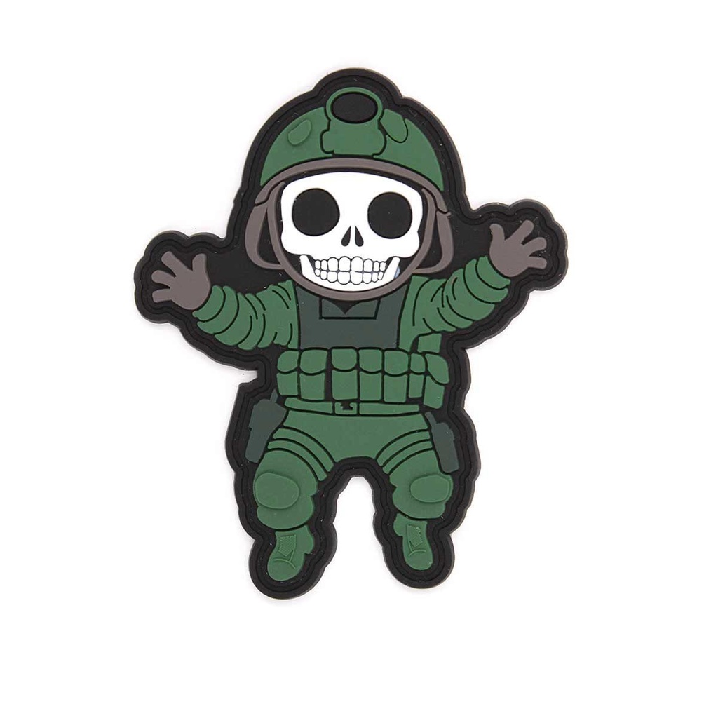 Patch imortal em PVC 3D com esqueleto militar verde